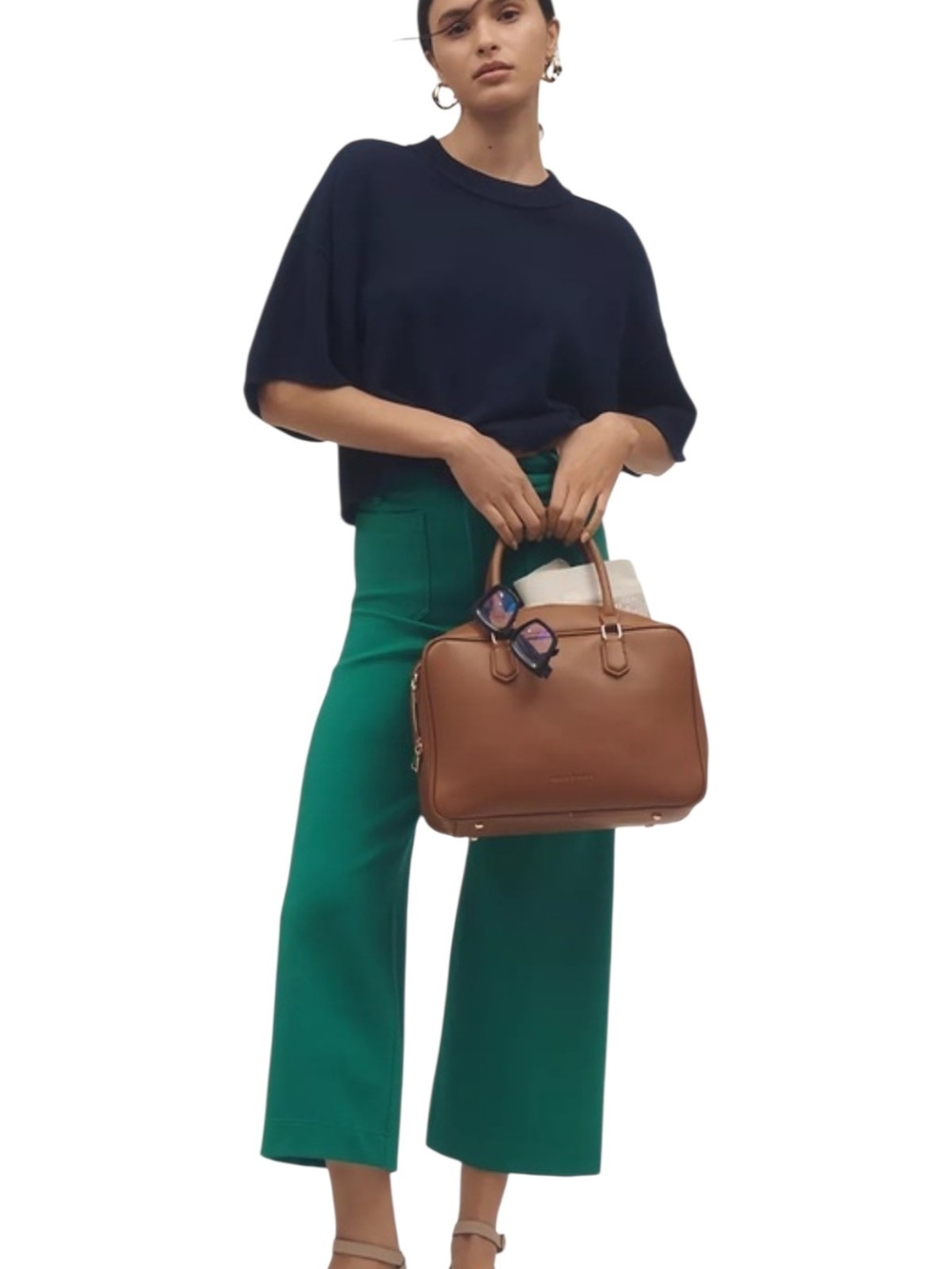 Maeve Emeral Green Wide-Leg  Knit Colette Pants